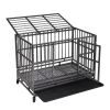 37"L x 29"H Heavy Duty Metal Dog Kennel Cage Crate with 4 Universal Wheels, Openable Flat Top and Front Door, Black