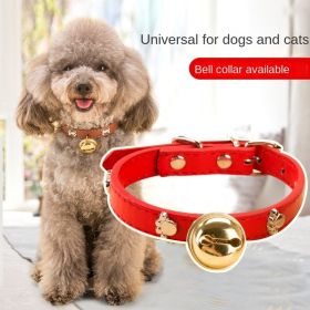 Leather Pet Collars Pet paw print bone alloy bell collar dog collar Best Santa Xmas Gifts cat collar (Color: pink)