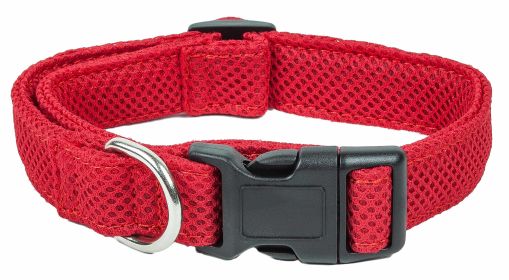 Pet Life 'Aero Mesh' 360 Degree Dual Sided Comfortable And Breathable Adjustable Mesh Dog Collar (Color: Red)