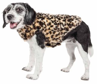 Pet Life Luxe 'Poocheetah' Ravishing Designer Spotted Cheetah Patterned Mink Fur Dog Coat Jacket (size: small)